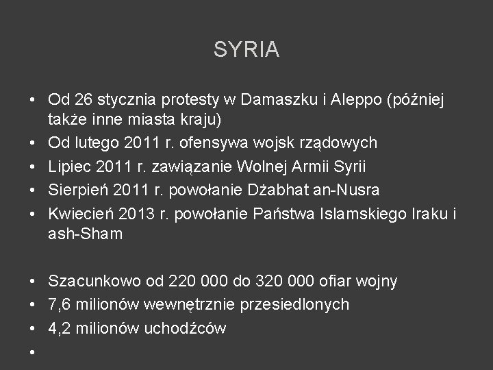 SYRIA • Od 26 stycznia protesty w Damaszku i Aleppo (później także inne miasta