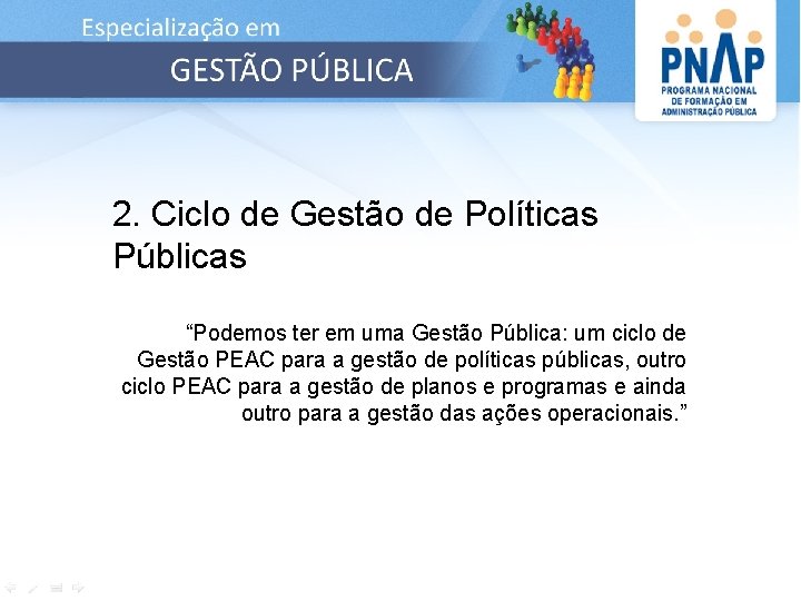 2. Ciclo de Gestão de Políticas Públicas “Podemos ter em uma Gestão Pública: um