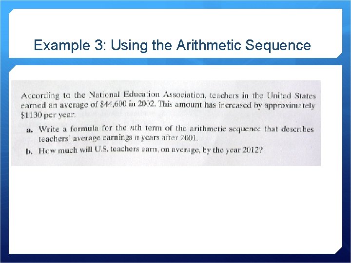 Example 3: Using the Arithmetic Sequence 