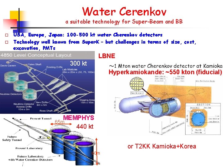 Water Cerenkov a suitable technology for Super-Beam and BB o o USA, Europe, Japan: