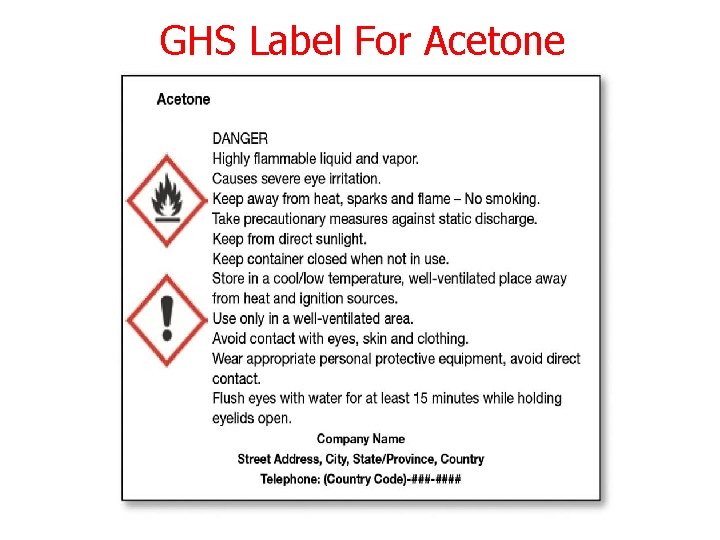 GHS Label For Acetone 