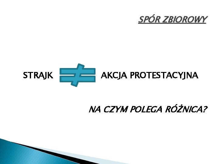 SPÓR ZBIOROWY STRAJK AKCJA PROTESTACYJNA NA CZYM POLEGA RÓŻNICA? 