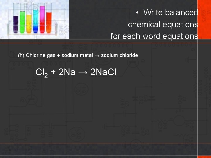 Chemical Equations Test Review 2 Label the parts