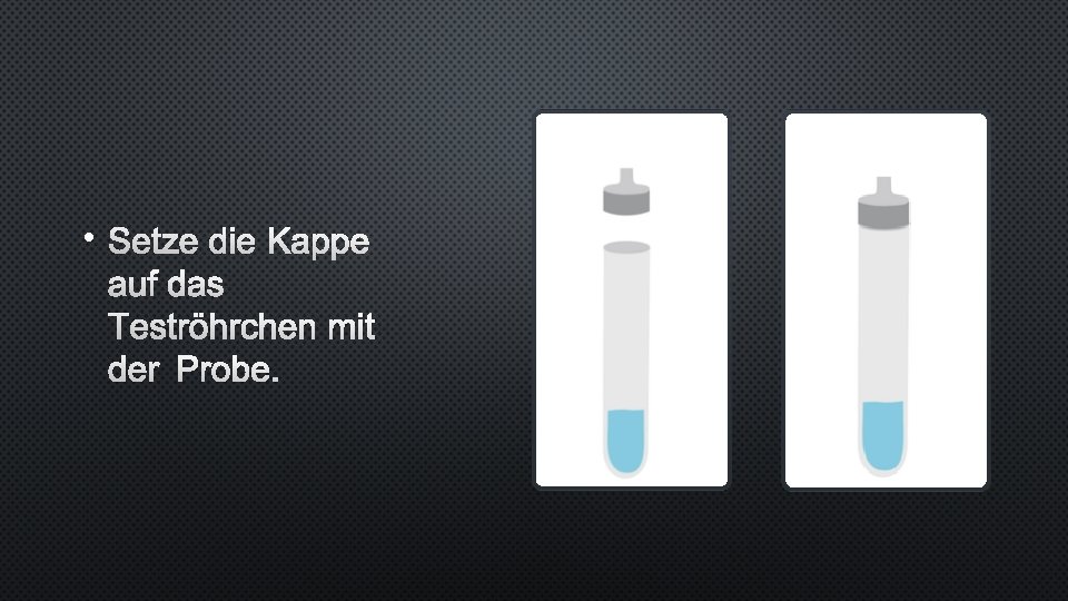  • SETZE DIE KAPPE AUF DAS TESTRÖHRCHEN MIT DER PROBE. 