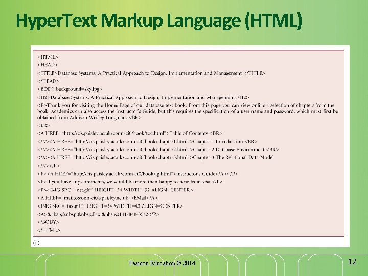 Hyper. Text Markup Language (HTML) Pearson Education © 2014 12 