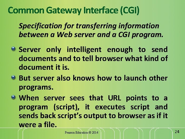 Common Gateway Interface (CGI) Specification for transferring information between a Web server and a