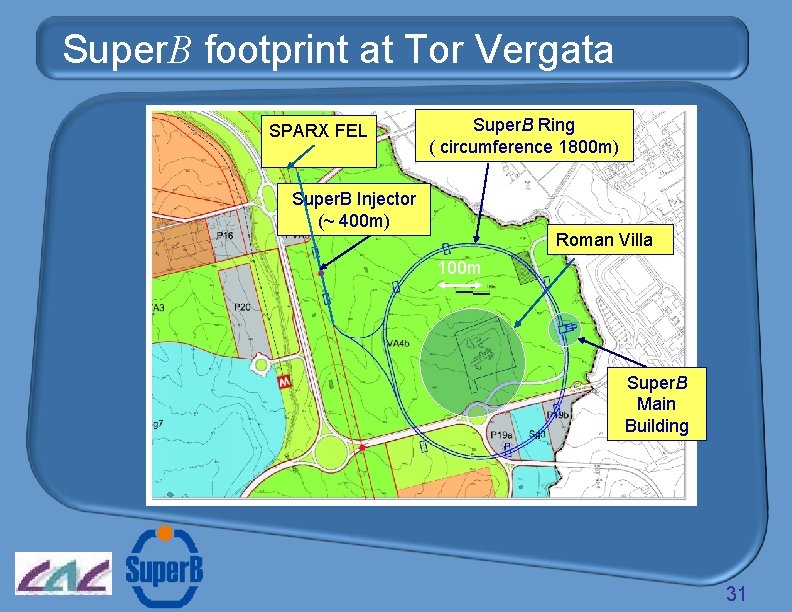Super. B footprint at Tor Vergata SPARX FEL Super. B Ring ( circumference 1800