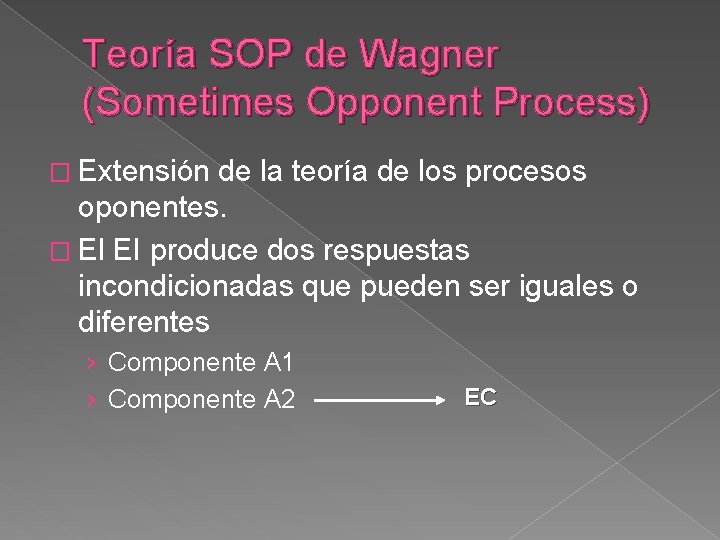 Teoría SOP de Wagner (Sometimes Opponent Process) � Extensión de la teoría de los