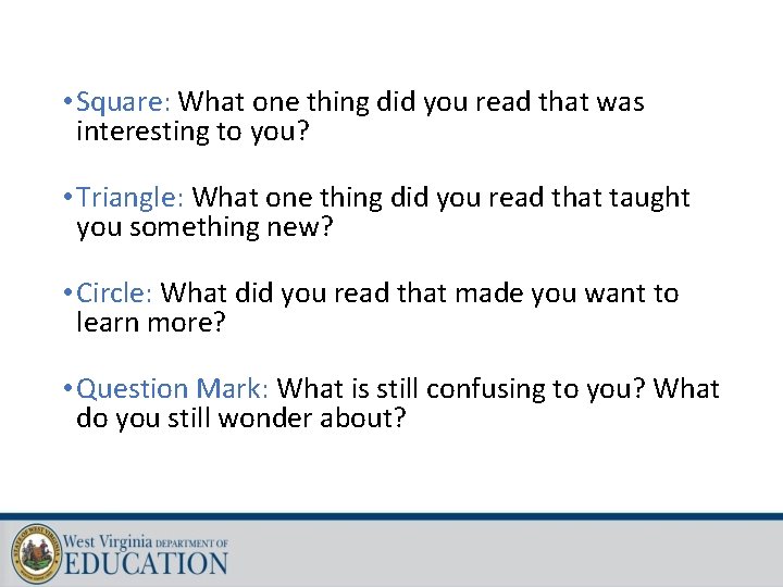  • Square: What one thing did you read that was interesting to you?