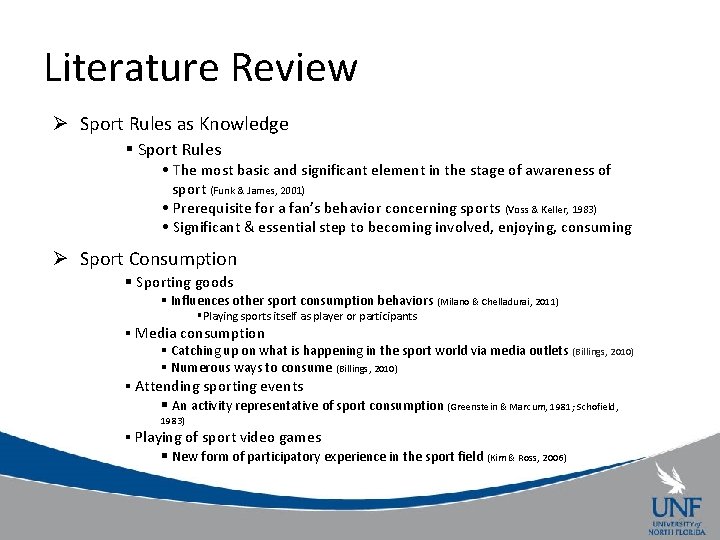 Literature Review Ø Sport Rules as Knowledge § Sport Rules • The most basic
