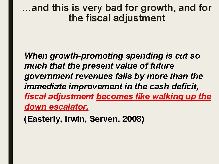 …and this is very bad for growth, and for the fiscal adjustment When growth-promoting