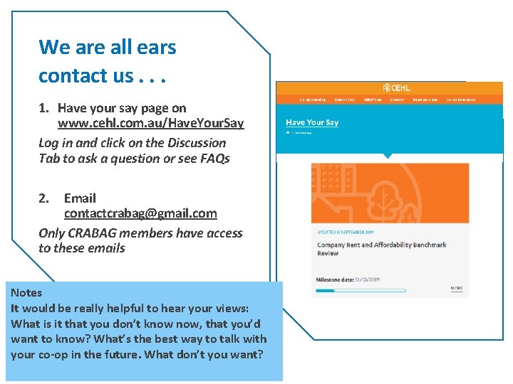 We are all ears contact us. . . 1. Have your say page on