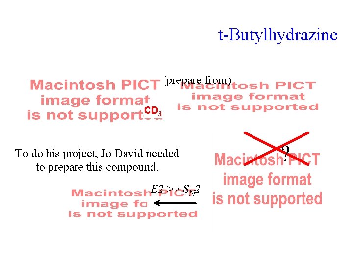 t-Butylhydrazine (prepare from) CD 3 To do his project, Jo David needed to prepare