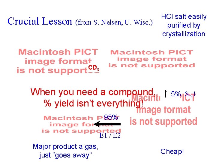 Crucial Lesson (from S. Nelsen, U. Wisc. ) HCl salt easily purified by crystallization