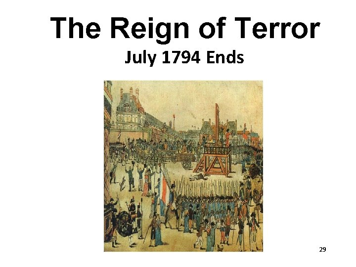 The Reign of Terror July 1794 Ends 29 