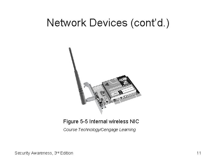 Network Devices (cont’d. ) Figure 5 -5 Internal wireless NIC Course Technology/Cengage Learning Security