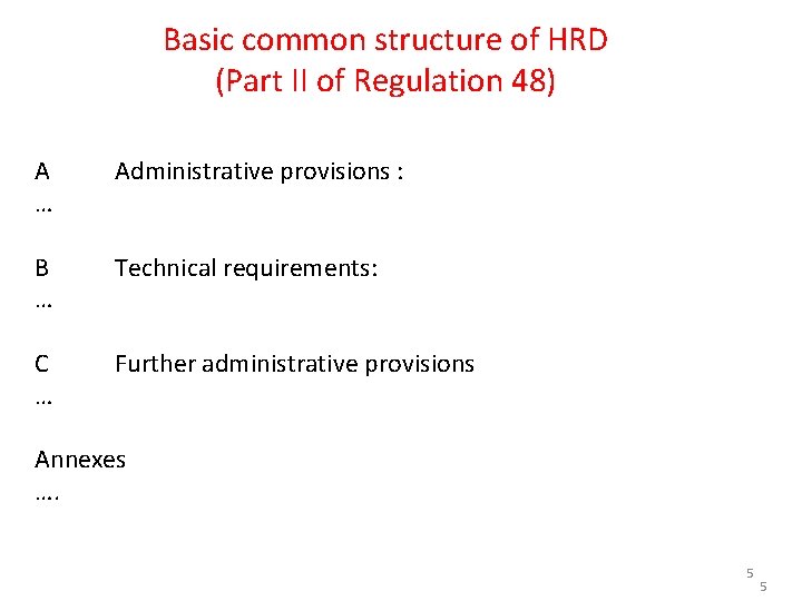 Basic common structure of HRD (Part II of Regulation 48) A … Administrative provisions