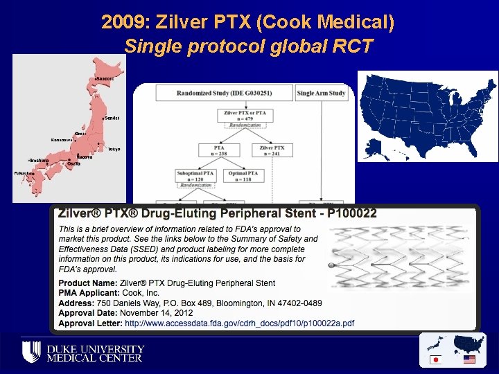 2009: Zilver PTX (Cook Medical) Single protocol global RCT 