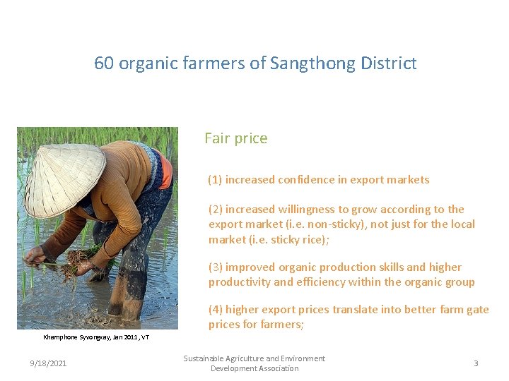 60 organic farmers of Sangthong District Fair price (1) increased confidence in export markets