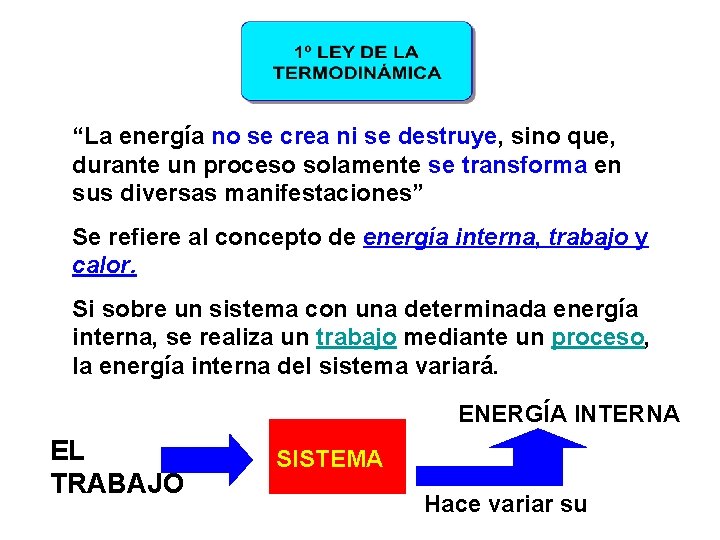 “La energía no se crea ni se destruye, sino que, durante un proceso solamente