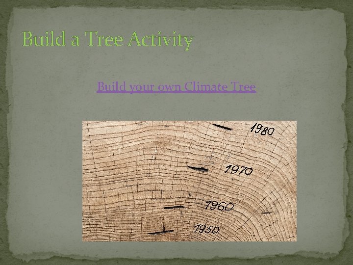 Build a Tree Activity Build your own Climate Tree 