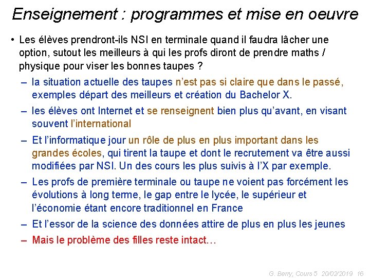Enseignement : programmes et mise en oeuvre • Les élèves prendront-ils NSI en terminale