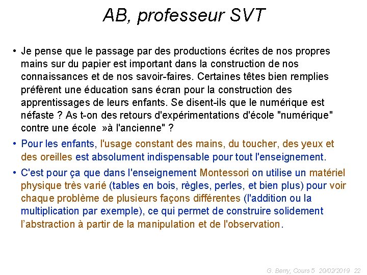AB, professeur SVT • Je pense que le passage par des productions écrites de