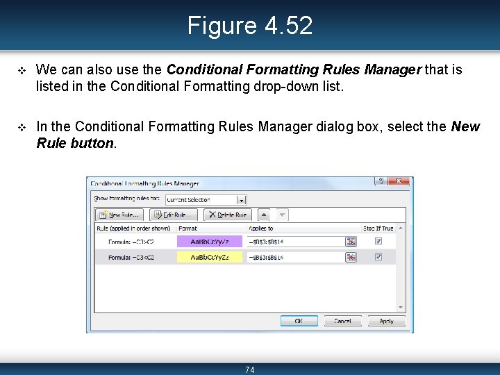 Figure 4. 52 v We can also use the Conditional Formatting Rules Manager that