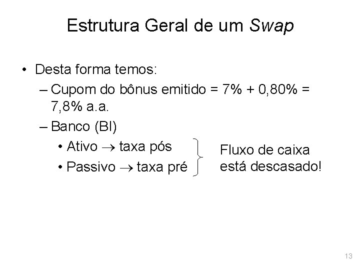 Estrutura Geral de um Swap • Desta forma temos: – Cupom do bônus emitido