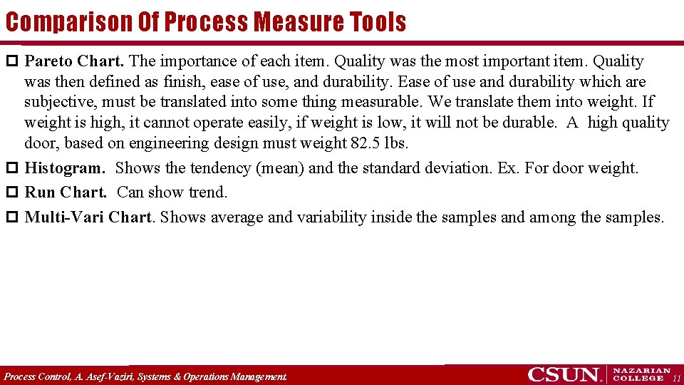 Comparison Of Process Measure Tools p Pareto Chart. The importance of each item. Quality