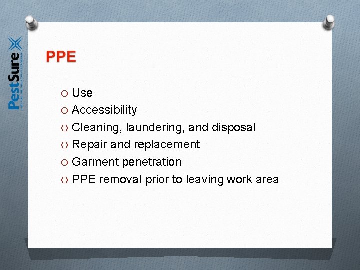 O Use O Accessibility O Cleaning, laundering, and disposal O Repair and replacement O