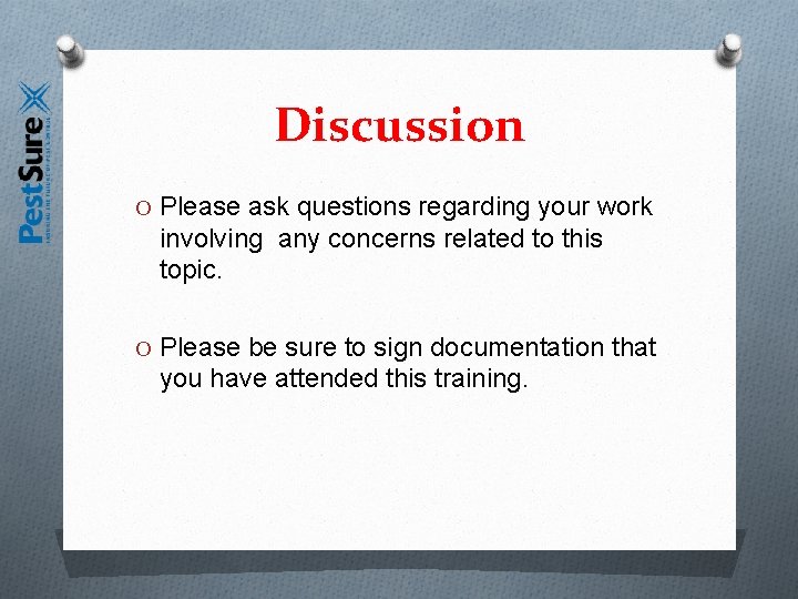 Discussion O Please ask questions regarding your work involving any concerns related to this