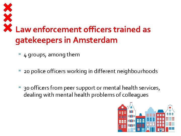 Law enforcement officers trained as gatekeepers in Amsterdam 4 groups, among them 20 police