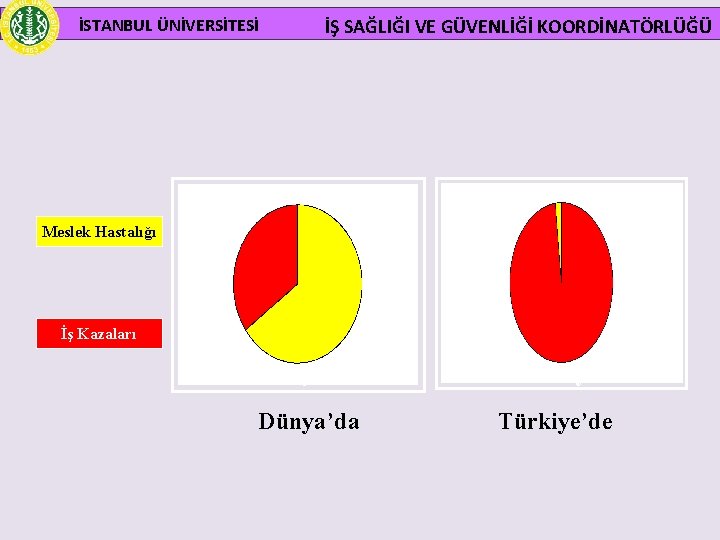 İSTANBUL ÜNİVERSİTESİ İŞ SAĞLIĞI VE GÜVENLİĞİ KOORDİNATÖRLÜĞÜ Meslek Hastalığı İş Kazaları Dünya’da Türkiye’de 