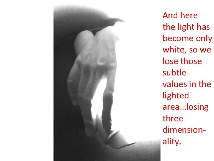 And here the light has become only white, so we lose those subtle values