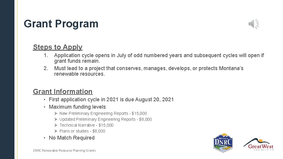 Grant Program Steps to Apply 1. 2. Application cycle opens in July of odd