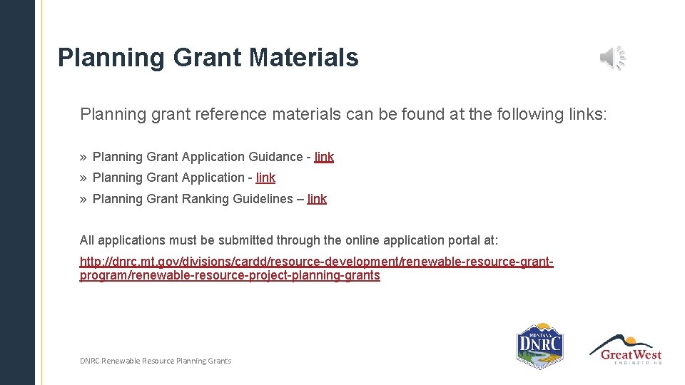 Planning Grant Materials Planning grant reference materials can be found at the following links: