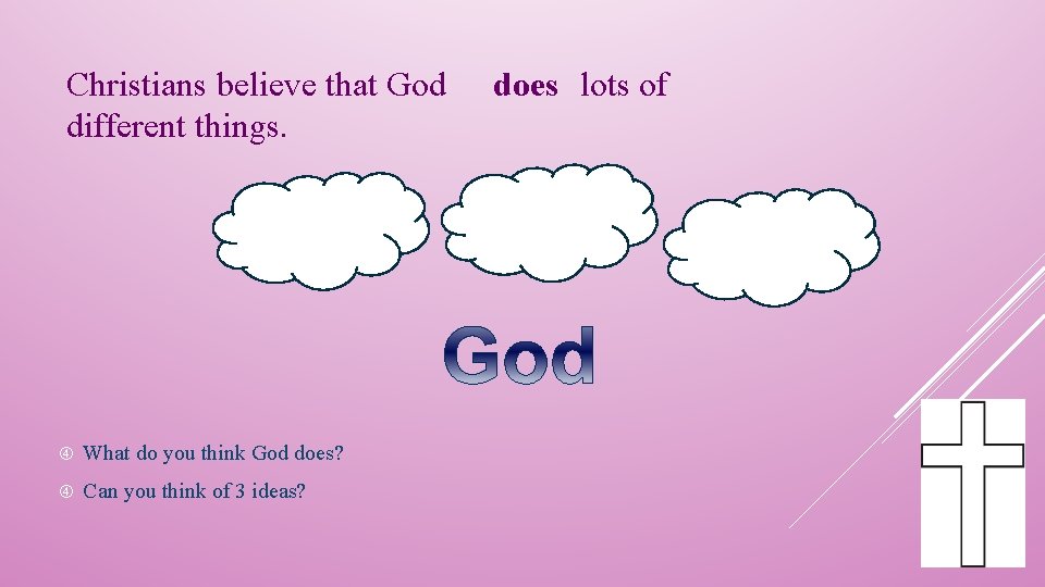 Christians believe that God different things. What do you think God does? Can you