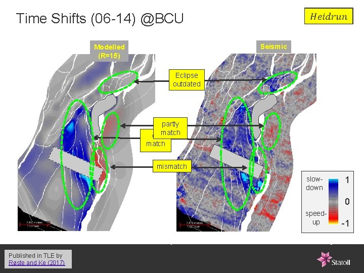 Time Shifts (06 -14) @BCU Seismic Modelled (R=15) Eclipse outdated partly ok match mismatch