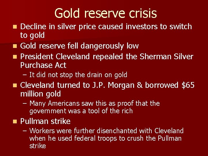 Gold reserve crisis Decline in silver price caused investors to switch to gold n