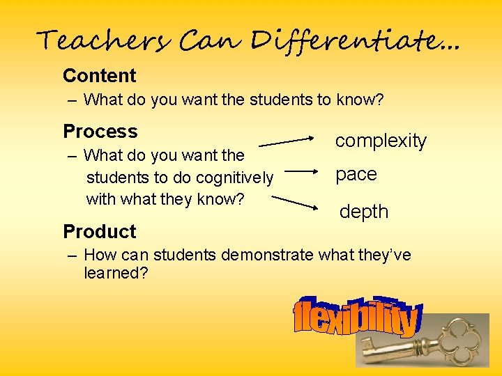 Teachers Can Differentiate. . . Content – What do you want the students to