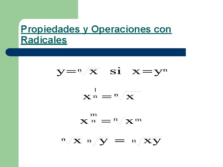 Propiedades y Operaciones con Radicales 