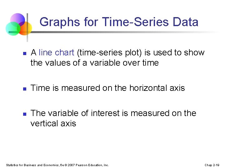 Graphs for Time-Series Data n n n A line chart (time-series plot) is used Graphs for Time-Series Data n n n A line chart (time-series plot) is used