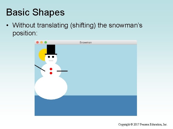 Basic Shapes • Without translating (shifting) the snowman’s position: Copyright © 2017 Pearson Education,