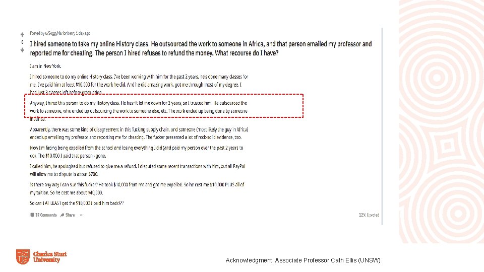 Acknowledgment: Associate Professor Cath Ellis (UNSW) 