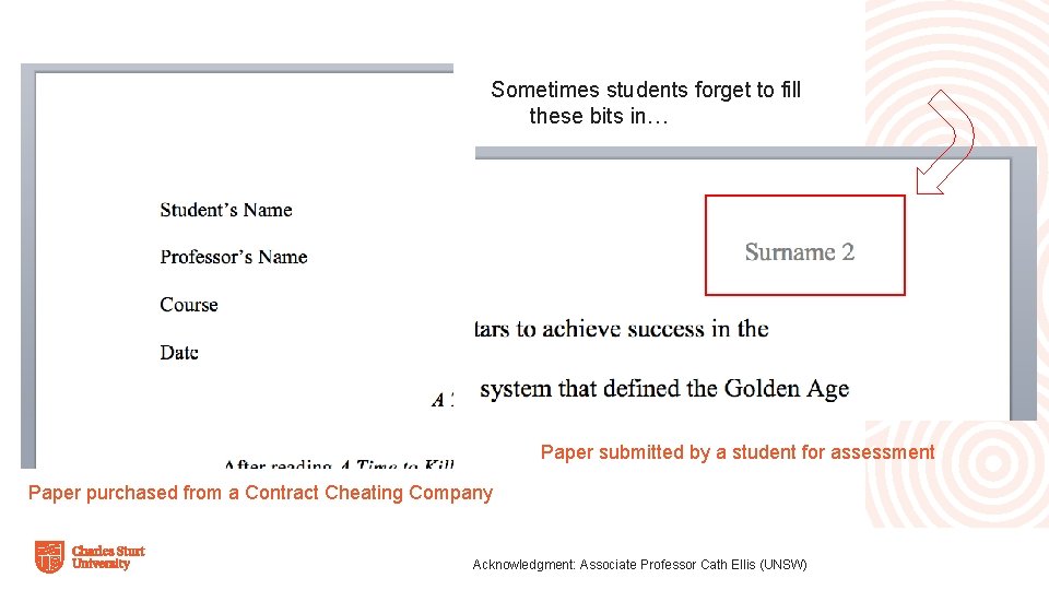 Sometimes students forget to fill these bits in… Paper submitted by a student for