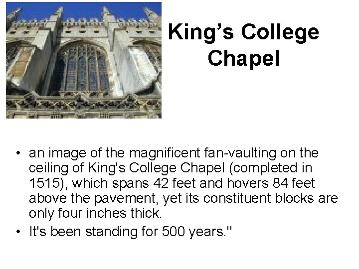 King’s College Chapel • an image of the magnificent fan-vaulting on the ceiling of