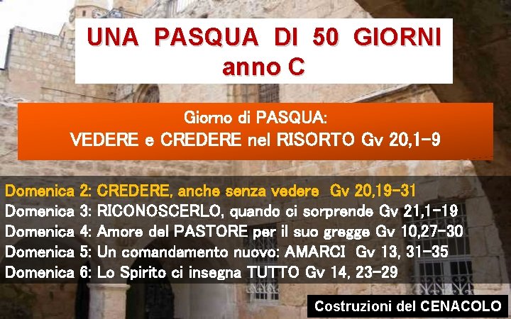 UNA PASQUA DI 50 GIORNI anno C Giorno di PASQUA: VEDERE e CREDERE nel