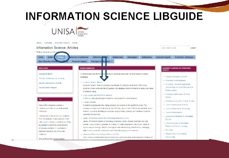 INFORMATION SCIENCE LIBGUIDE 