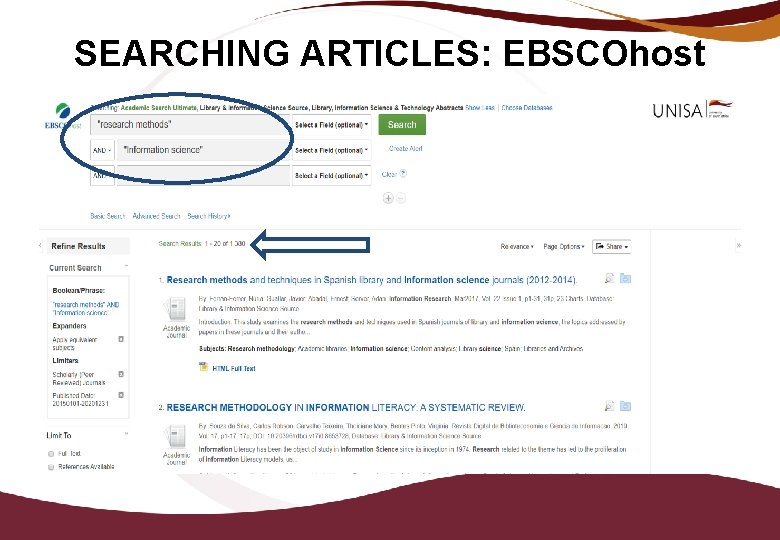 SEARCHING ARTICLES: EBSCOhost 